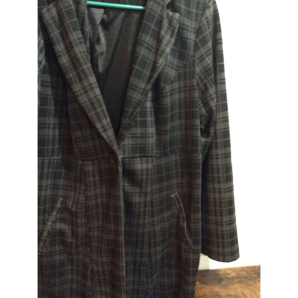 Torrid Black Plaid Trench Coat - Picture 4 of 9